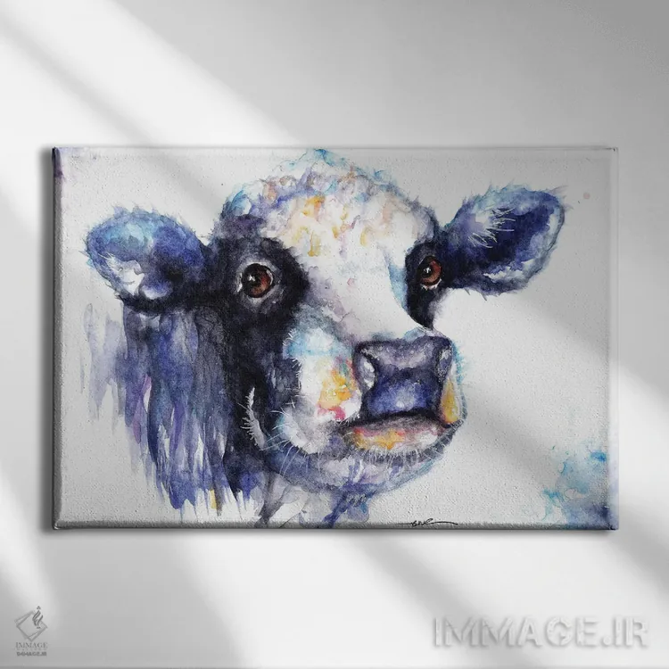 تابلو گاو سیاه و سفید اثر بیبزآرتس - نمای روبهرو روی دیوار