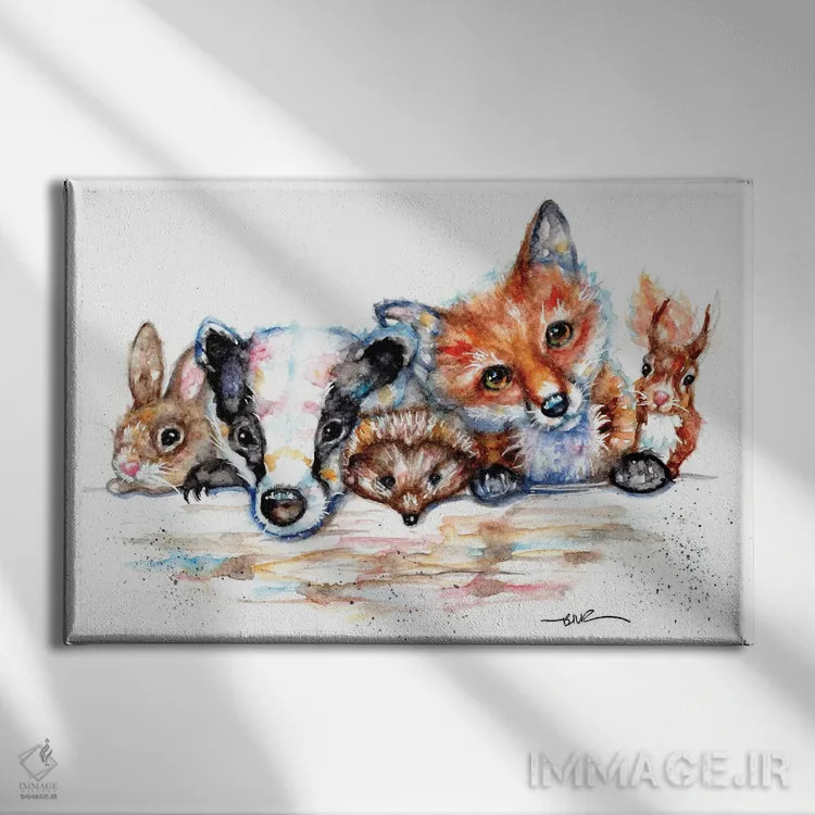 تابلو دوستان روستایی اثر بیبزآرتس - نمای روبهرو روی دیوار