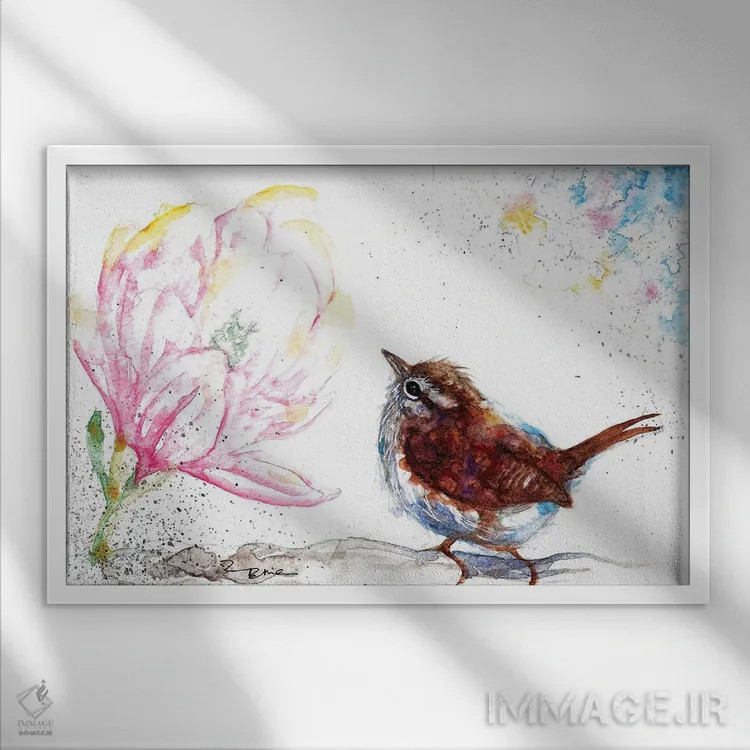 تابلو ورن و مگنولیا اثر بیبزآرتس - نمای قابدار سفید