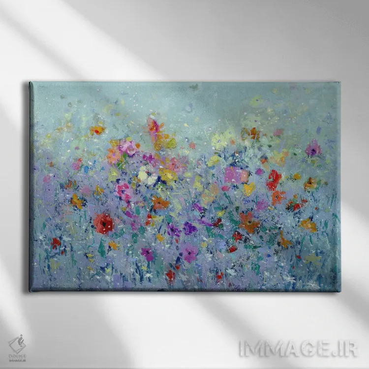 تابلو مزرعهٔ گلها ۱ اثر بنیتو سالمرون - نمای روبهرو روی دیوار