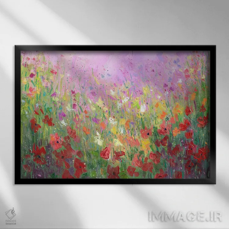 تابلو مزرعهٔ گلها ۹ اثر بنیتو سالمرون - نمای قابدار مشکی