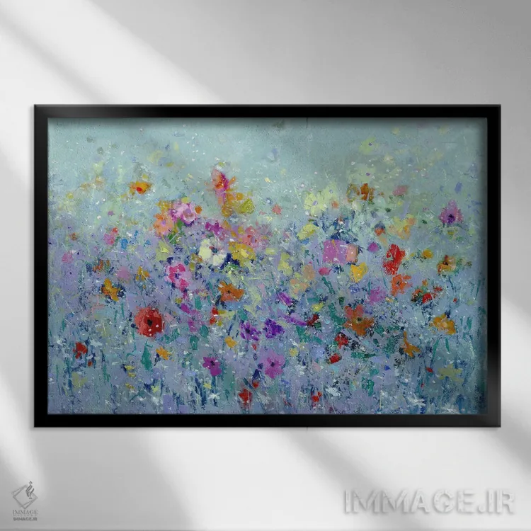 تابلو مزرعهٔ گلها ۱ اثر بنیتو سالمرون - نمای قابدار مشکی
