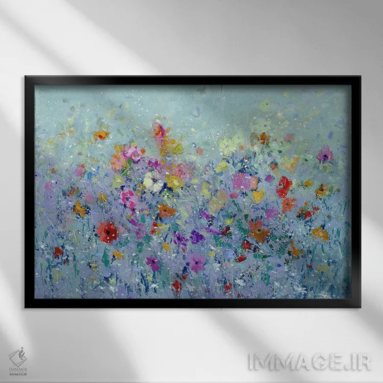 تابلو مزرعهٔ گلها ۱ اثر بنیتو سالمرون - نمای قابدار مشکی