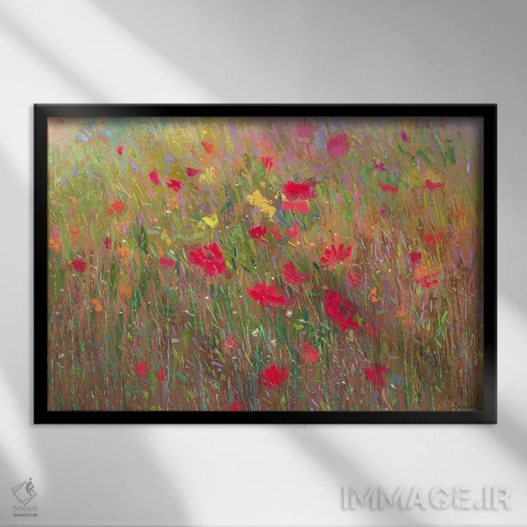تابلو مزرعهٔ گلها ۱۰ اثر بنیتو سالمرون - نمای قابدار مشکی