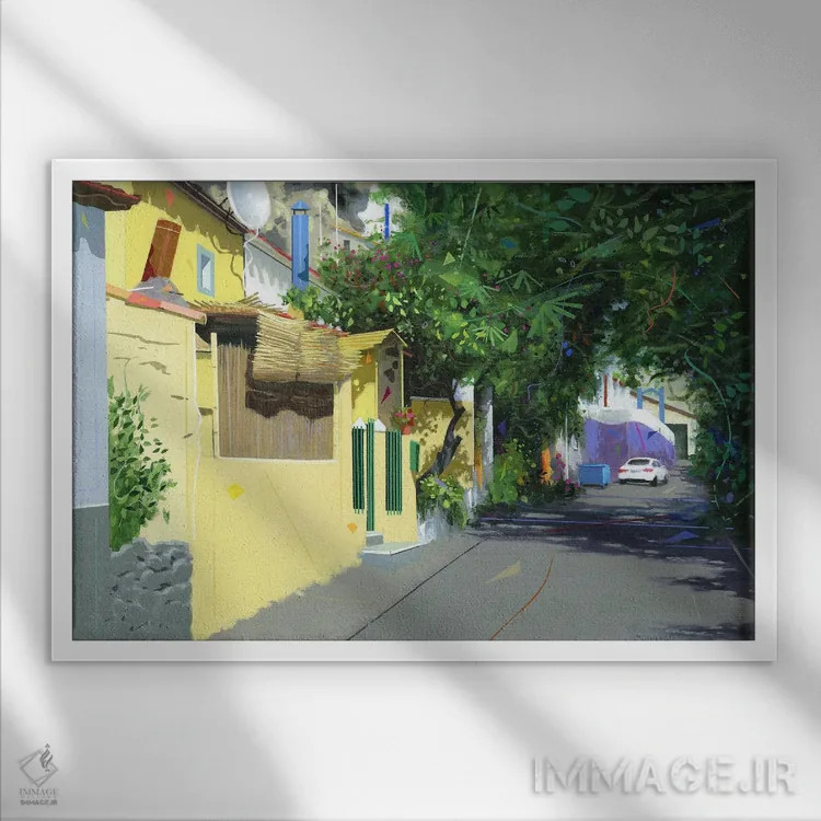 تابلو رودخانه کوباس (اسپانیا) اثر بنیتو سالمرون - نمای قابدار سفید