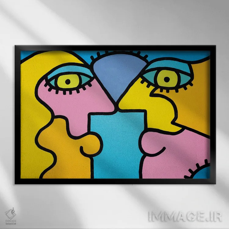 تابلو زوج در غروب اثر بیلی آرتیست - نمای قابدار مشکی