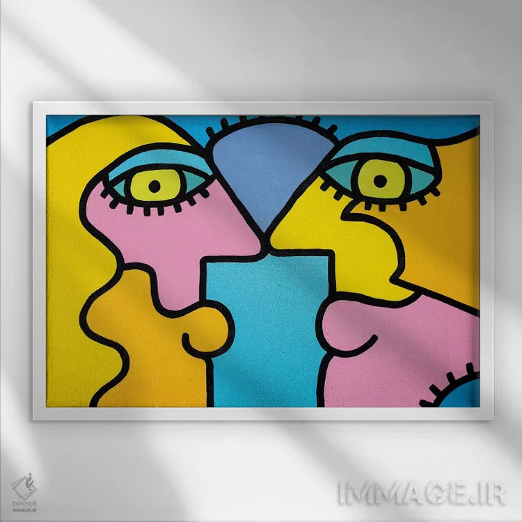 تابلو زوج در غروب اثر بیلی آرتیست - نمای قابدار سفید