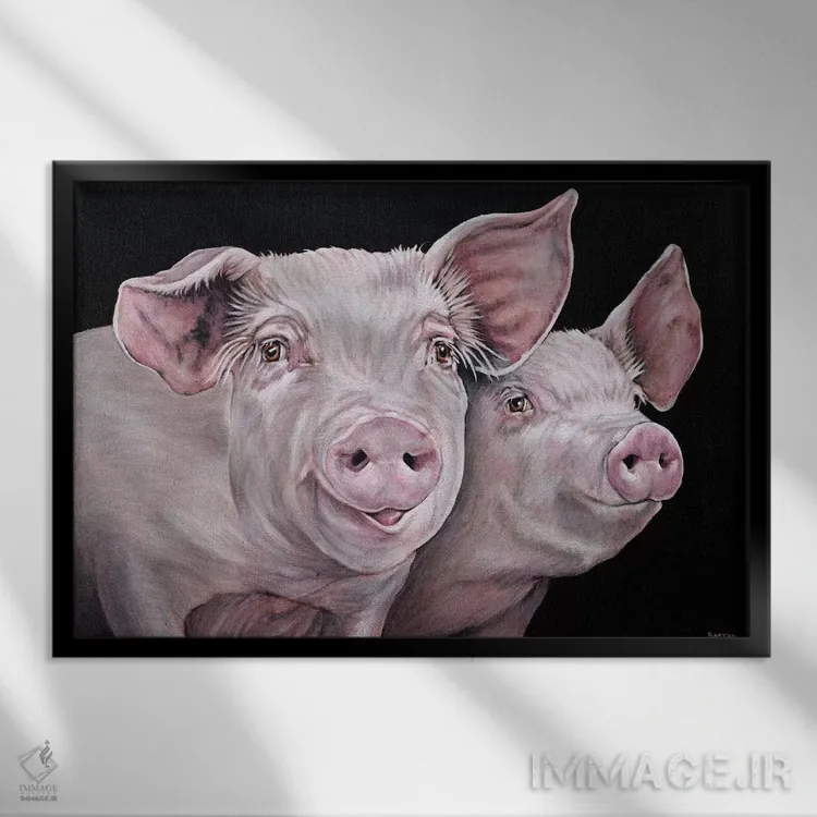 تابلو پیرکی و پورکی (نام کارتونی) اثر کلارا باستین - نمای قابدار مشکی