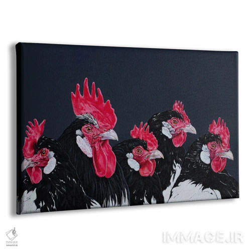 تابلو خروس و چهار مرغ اثر کلارا باستین - نمای پرسپکتیو محصول