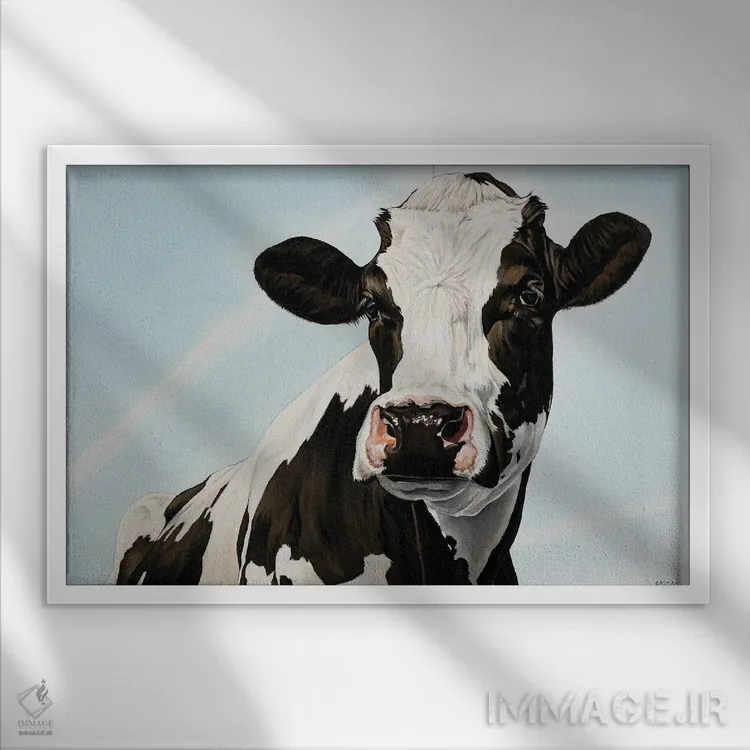 تابلو گاو زیبا اثر کلارا باستین - نمای قابدار سفید