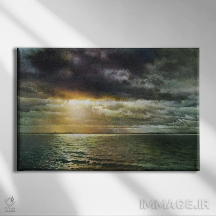 تابلو منظره از اسکله اثر برحذر از خلأ (نام آرتیست/استودیو) - نمای روبهرو روی دیوار