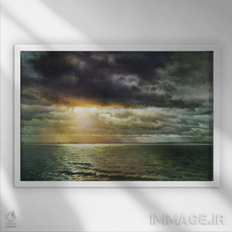 تابلو منظره از اسکله اثر برحذر از خلأ (نام آرتیست/استودیو) - نمای قابدار سفید