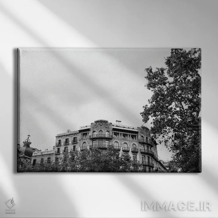 تابلو معماری بارسلونا پنج اثر بثانی یانگ - نمای روبهرو روی دیوار
