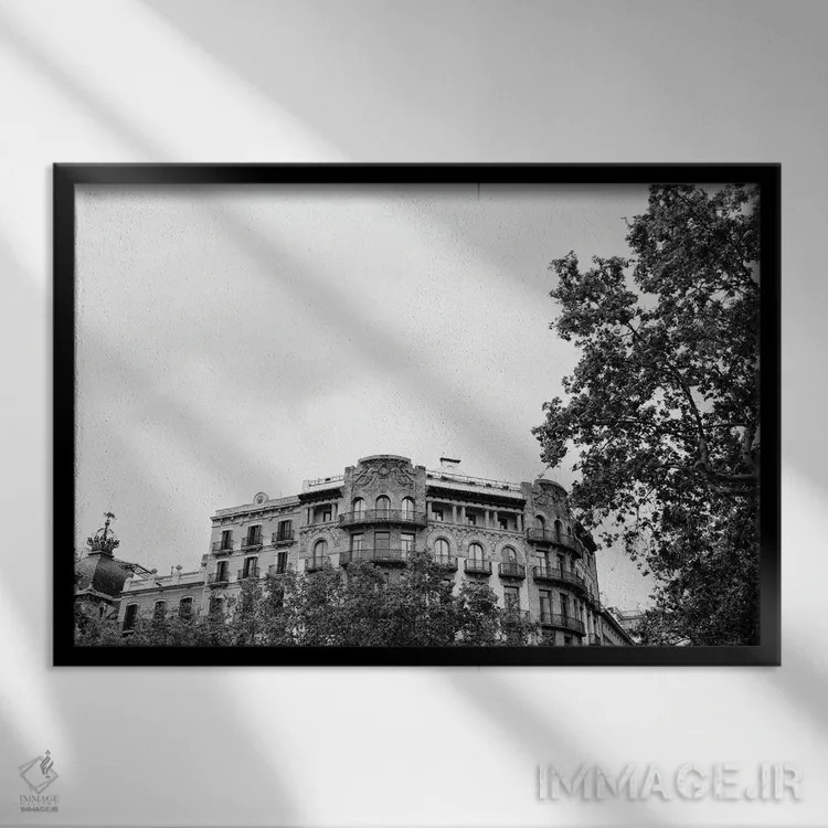 تابلو معماری بارسلونا پنج اثر بثانی یانگ - نمای قابدار مشکی