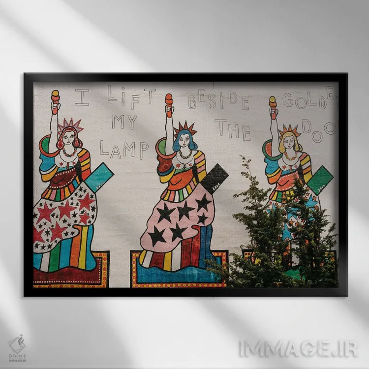 تابلو بانوی آزادی (نماد آمریکا) اثر بثانی یانگ - نمای قابدار مشکی