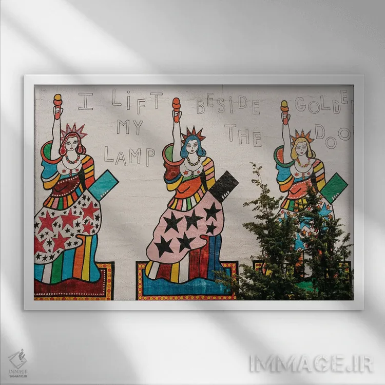 تابلو بانوی آزادی (نماد آمریکا) اثر بثانی یانگ - نمای قابدار سفید