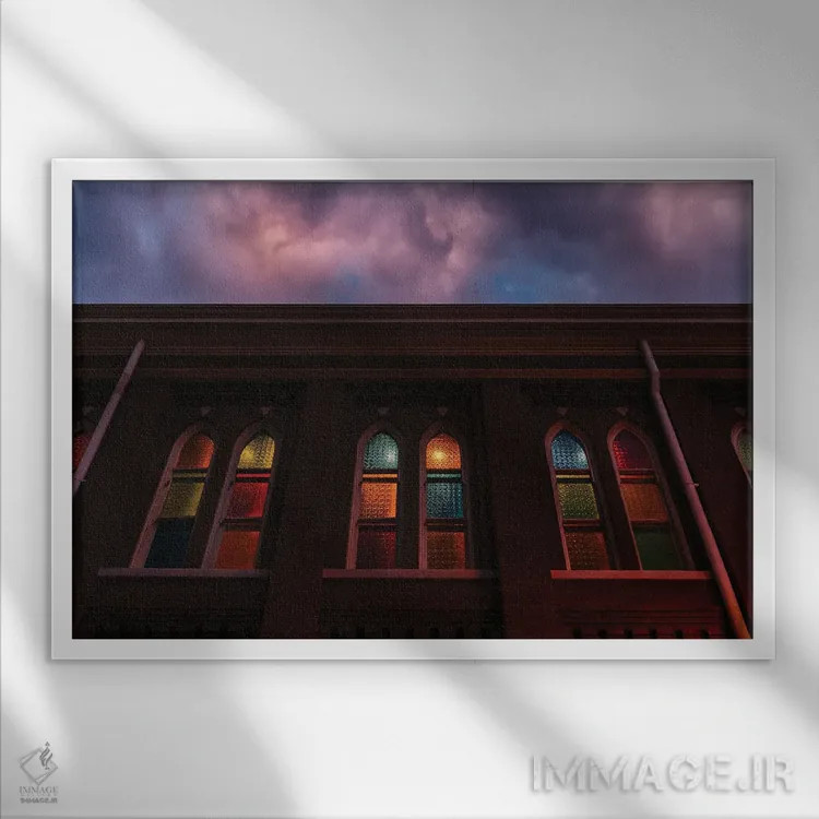 تابلو غروب در رایمن اثر بثانی یانگ - نمای قابدار سفید