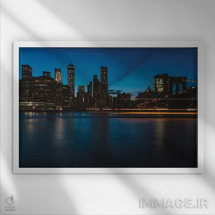 تابلو چراغهای نیویورک ۲ اثر بثانی یانگ - نمای قابدار سفید