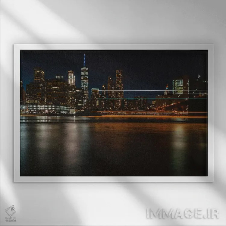 تابلو چراغهای نیویورک ۳ اثر بثانی یانگ - نمای قابدار سفید
