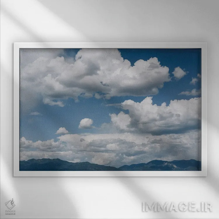 تابلو آسمان کوه تائوس اثر بثانی یانگ - نمای قابدار سفید