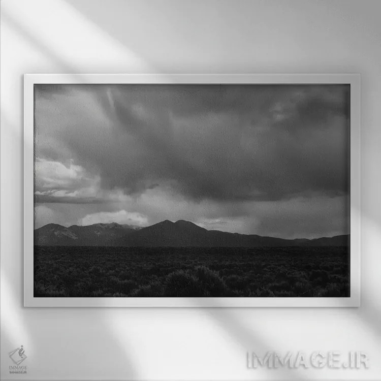 تابلو طوفان کوههای تائوس ۴ اثر بثانی یانگ - نمای قابدار سفید