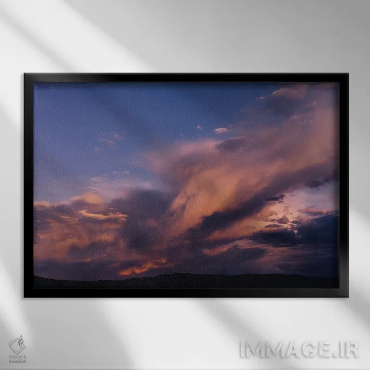 تابلو غروب کوههای تائوس اثر بثانی یانگ - نمای قابدار مشکی