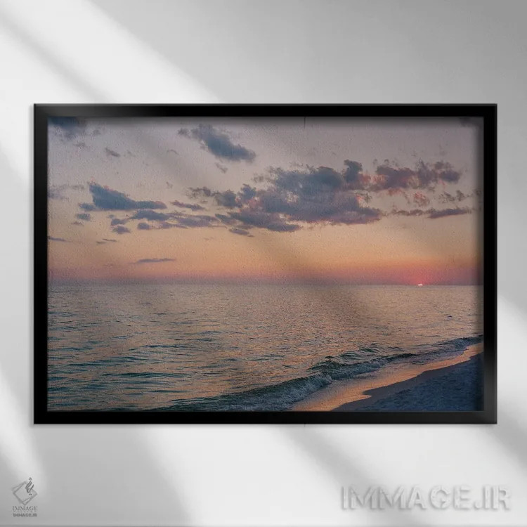 تابلو غروب اقیانوس فلوریدا ۳ روی نگاتیو اثر بثانی یانگ - نمای قابدار مشکی
