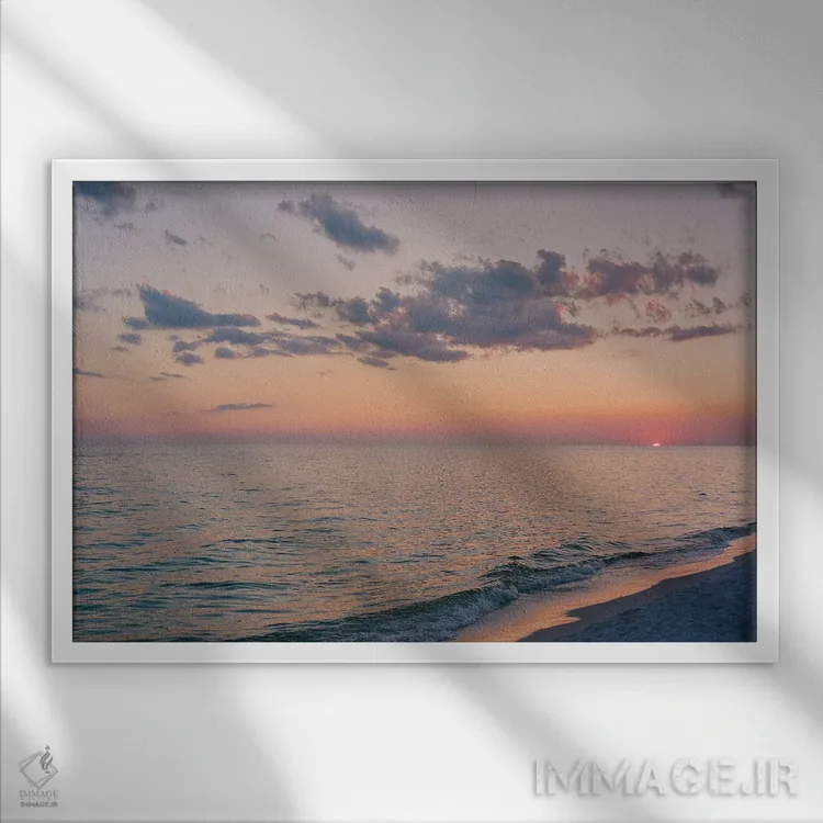 تابلو غروب اقیانوس فلوریدا ۳ روی نگاتیو اثر بثانی یانگ - نمای قابدار سفید