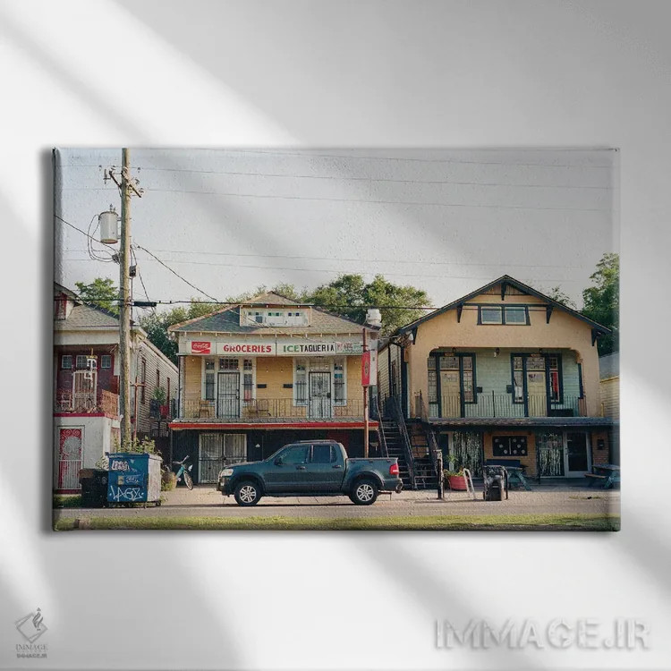تابلو مارینی نیواورلئان ۴ روی نگاتیو (محله) اثر بثانی یانگ - نمای روبهرو روی دیوار