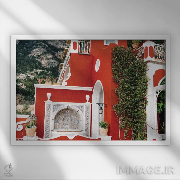 تابلو پوزیتانوی بارانی شش اثر بثانی یانگ - نمای قابدار سفید