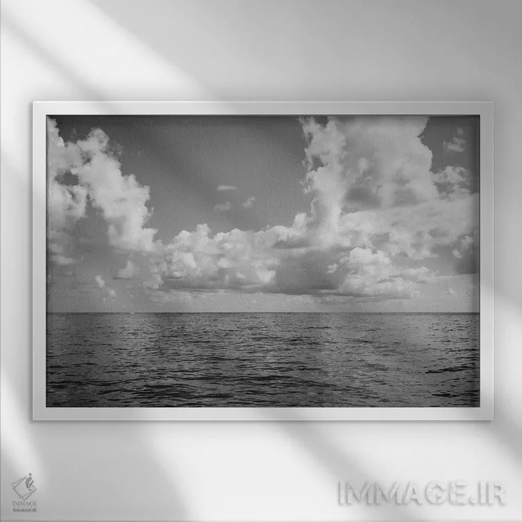 تابلو نمای اقیانوس سیاه و سفید اثر بثانی یانگ - نمای قابدار سفید