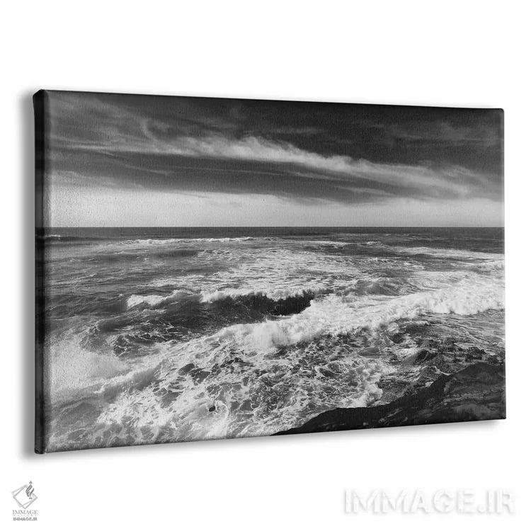 تابلو صخرههای غروب آفتاب به صورت تکرنگ II اثر بثانی یانگ - نمای پرسپکتیو محصول