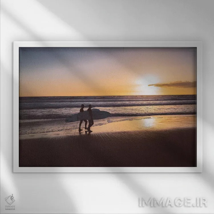 تابلو موجسواران ساحل ونیز اثر بثانی یانگ - نمای قابدار سفید