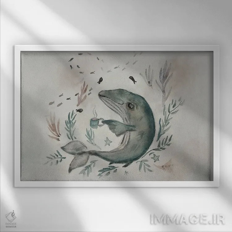 تابلو زمان چای اثر برنادت اوربانویک - نمای قابدار سفید