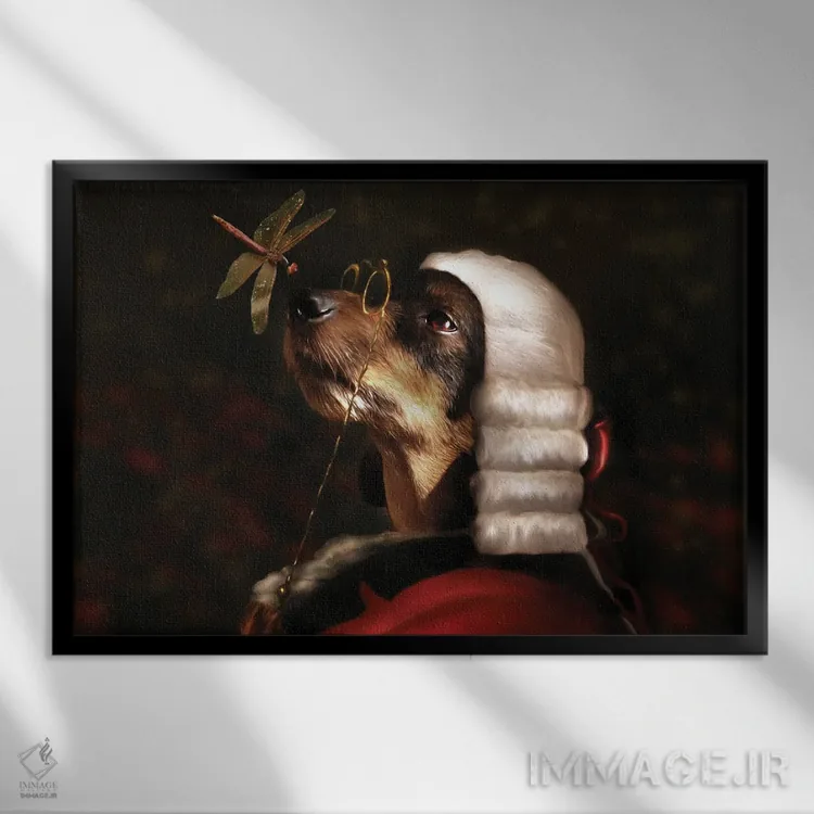 تابلو آقای داشهوند (سگ داشهوند) اثر بابت ون دن برگ - نمای قابدار مشکی