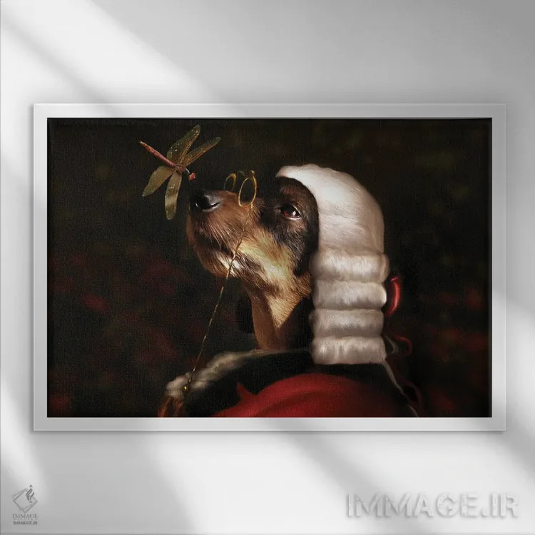 تابلو آقای داشهوند (سگ داشهوند) اثر بابت ون دن برگ - نمای قابدار سفید