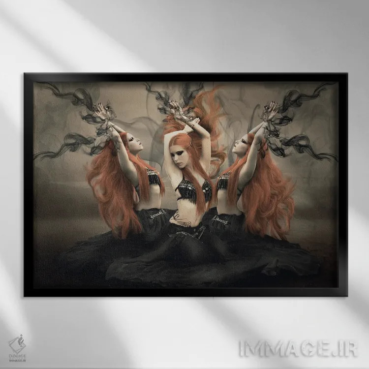 تابلو رقاص شکم (رقص عربی) اثر بابت ون دن برگ - نمای قابدار مشکی