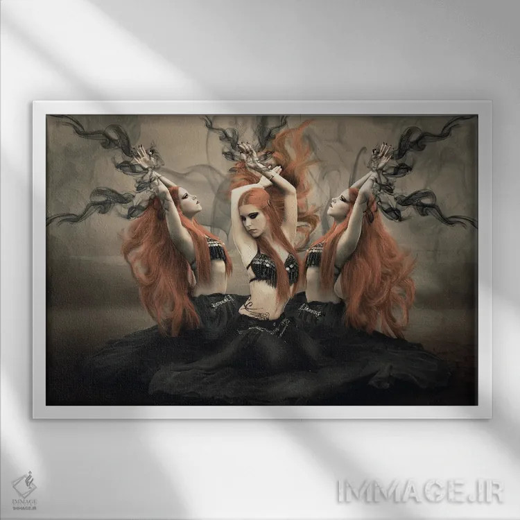 تابلو رقاص شکم (رقص عربی) اثر بابت ون دن برگ - نمای قابدار سفید