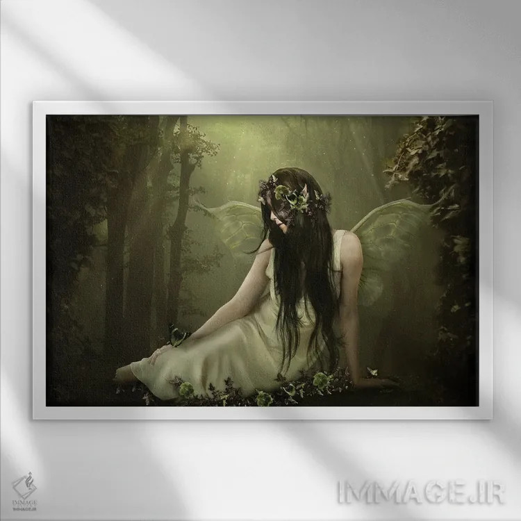 تابلو پری جنگل اثر بابت ون دن برگ - نمای قابدار سفید