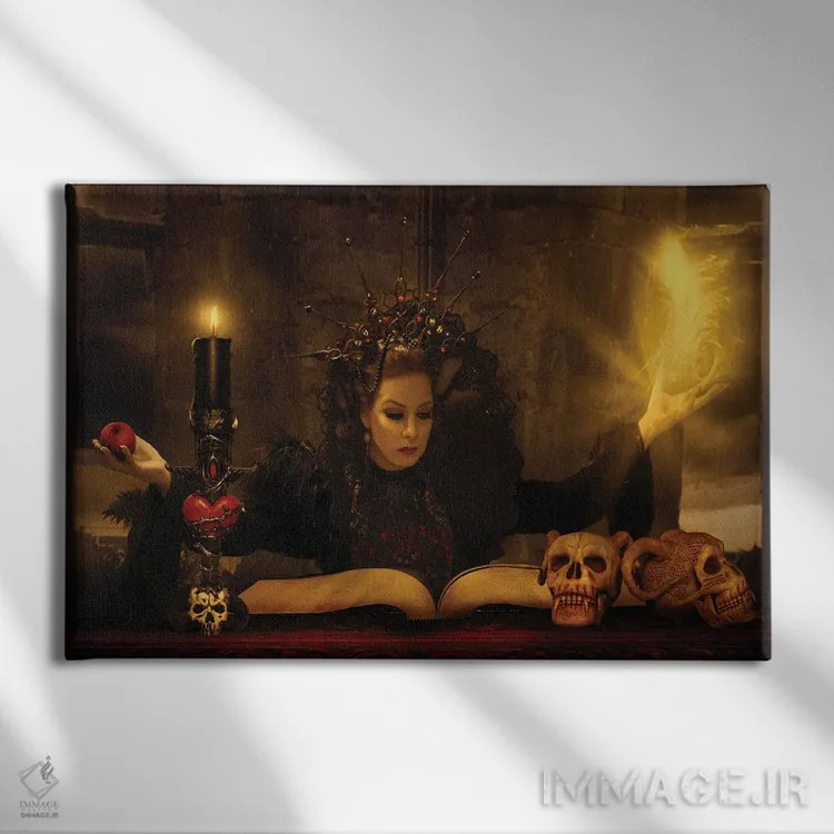 تابلو جادوگر زن اثر بابت ون دن برگ - نمای روبهرو روی دیوار