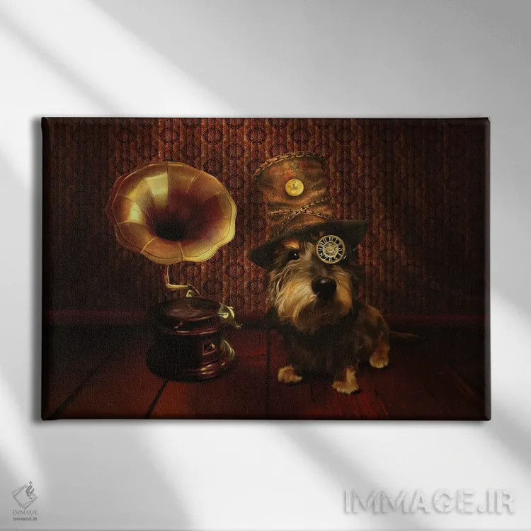 تابلو سگ استیمپانک اثر بابت ون دن برگ - نمای روبهرو روی دیوار