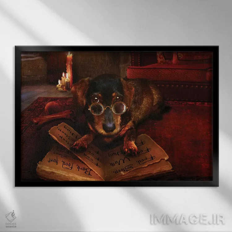 تابلو کتاب گفتوگوی سگی اثر بابت ون دن برگ - نمای قابدار مشکی