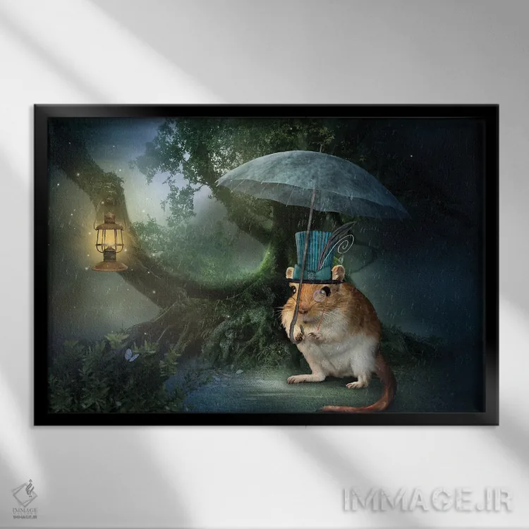 تابلو موش استیمپانک اثر بابت ون دن برگ - نمای قابدار مشکی