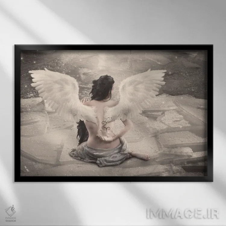 تابلو فرشته بابت اثر بابت ون دن برگ - نمای قابدار مشکی