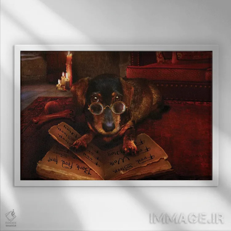 تابلو کتاب گفتوگوی سگی اثر بابت ون دن برگ - نمای قابدار سفید