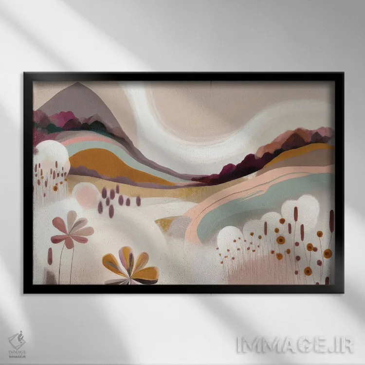 تابلو تپههای رنگارنگ اثر بلا ایو - نمای قابدار مشکی