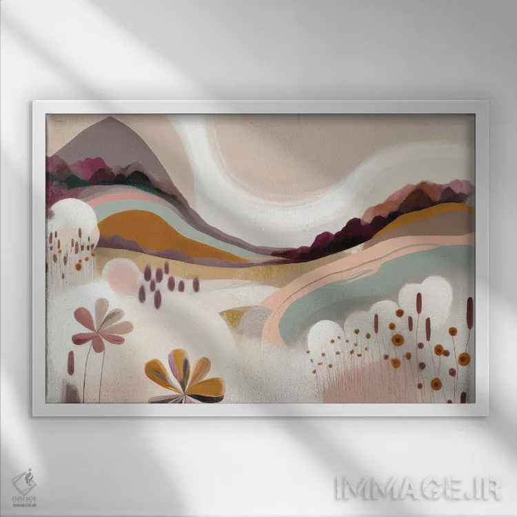 تابلو تپههای رنگارنگ اثر بلا ایو - نمای قابدار سفید