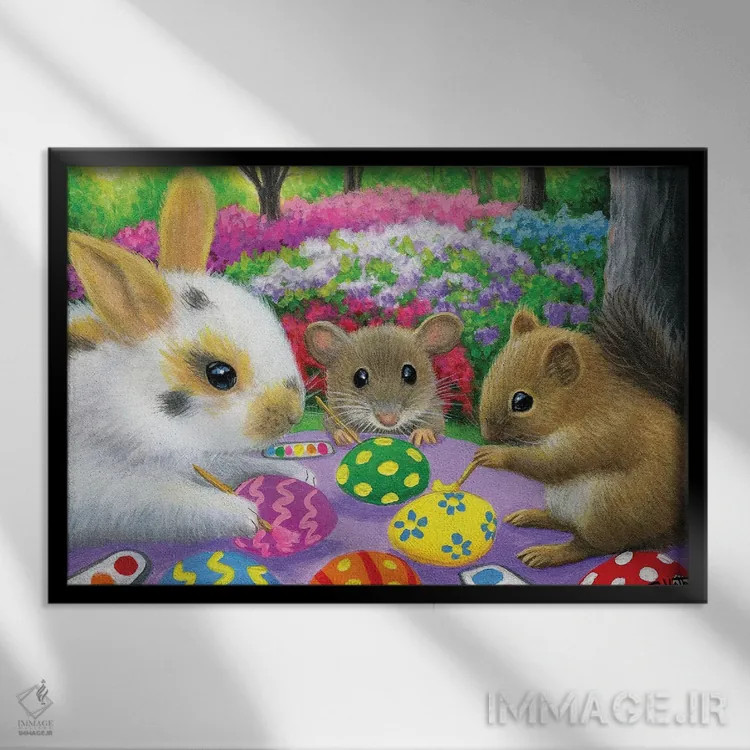 تابلو تزیین تخممرغها اثر بریجت واث - نمای قابدار مشکی