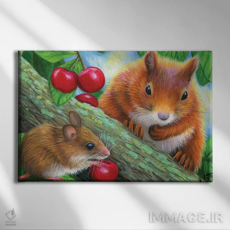 تابلو دوستان درخت گیلاس اثر بریجت واث - نمای روبهرو روی دیوار