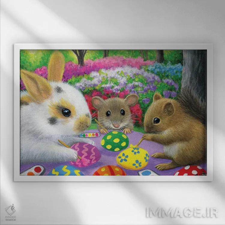 تابلو تزیین تخممرغها اثر بریجت واث - نمای قابدار سفید